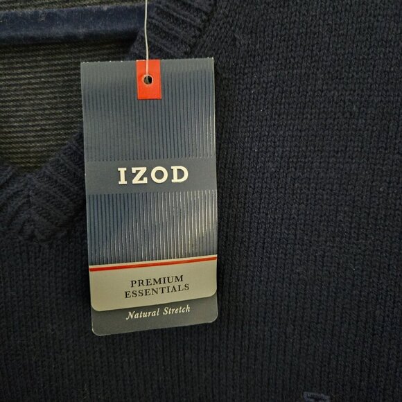 Izod NWT 2000 Natural Stretch Classic V Neck Navy Cotton Blend Sweater Size XL - Picture 5 of 8